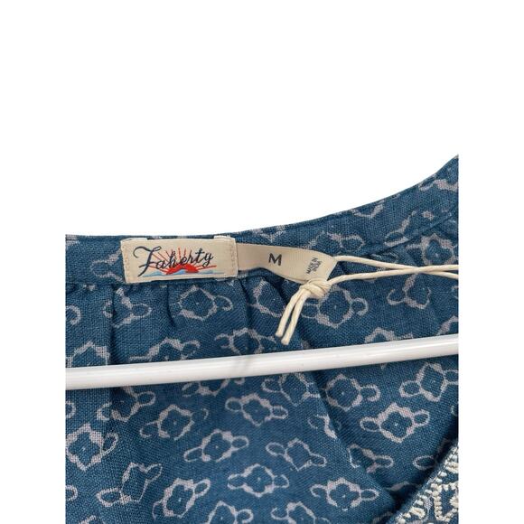 NWT Faherty Carmel Dress Key Largo Blue Linen Size Medium - Picture 8 of 13